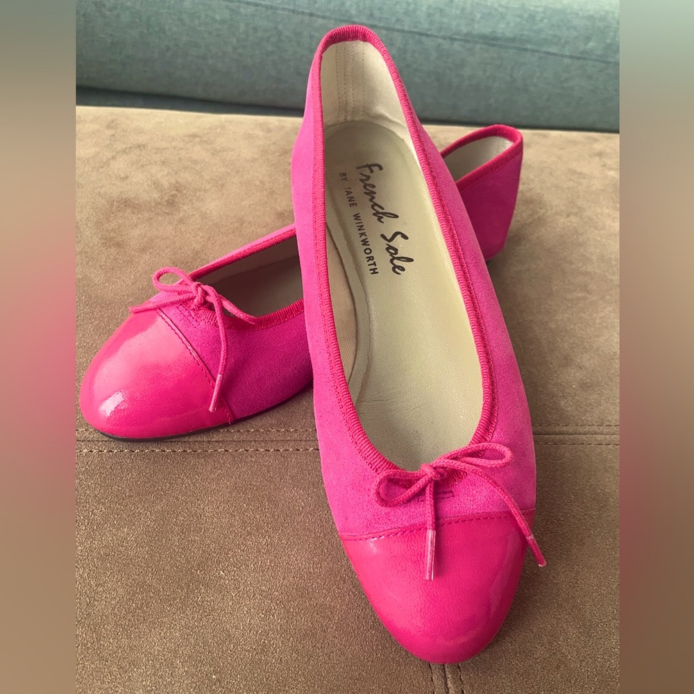 French Sole Ballet Shoes. Fushia, Nubuck and leather. Size EU 38.